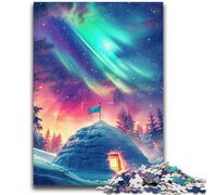 Puzzle 1000 pièces pour Adultes et Adolescents, Châteaux de Glace sous Les aurores boréales, Jeux éducatifs, décoration d'intérieur, idéal pour la décoration de Bureau (26x38cm)