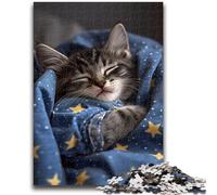 Puzzle 1000 pièces pour Adultes et Adolescents Chaton étoilé pour Les 14 Ans et Plus Jeu Impossible Cadeau d'anniversaire de Noël 50x75cm