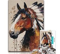 Puzzle 1000 pièces pour Adultes et Adolescents Cheval Indien 1000 pièces pour Adultes, Cadeau d'anniversaire, Cadeaux, décoration Murale pour Les 14 Ans et Plus (Taille 38x26cm)