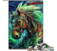 Puzzle 1000 pièces pour Adultes et Adolescents Cheval Indien, entraînez Votre Cerveau et Vos Mains Cadeau d'anniversaire Unique pour Les 14 Ans et Plus (Taille 26x38cm)