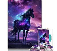 Puzzle 1000 pièces pour Adultes et Adolescents Cheval Noir de Rêve 1000 pièces pour Adultes, pour Un Jeu Stimulant et Familial (Taille 75x50cm)