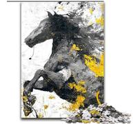 Puzzle 1000 pièces pour Adultes et Adolescents Cheval Noir et doré, Jouet éducatif et décompressant, idéal comme Cadeau pour Toute la Famille (Taille 26x38cm)