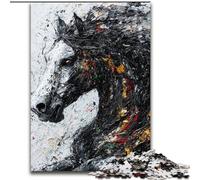 Puzzle 1000 pièces pour Adultes et Adolescents Cheval Noir et doré, Jouets éducatifs et éducatifs pour la Famille, Cadeaux d'anniversaire et Cadeaux Uniques (Taille 50x75cm)