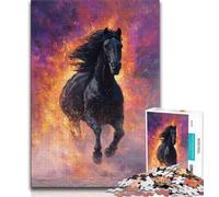 Puzzle 1000 pièces pour Adultes et Adolescents Cheval Noir, Jeux éducatifs, décoration d'intérieur, idéal comme Cadeau pour Toute la Famille (38x26cm)