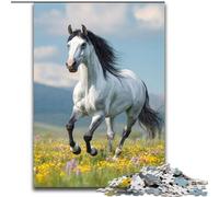 Puzzle 1000 pièces pour Adultes et Adolescents Cheval Parmi Les Fleurs, activité familiale, décoration d'intérieur Unique et Cadeaux pour Les 14 Ans et Plus (Taille 26x38cm)