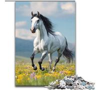 Puzzle 1000 pièces pour Adultes et Adolescents Cheval Parmi Les Fleurs, Jeu Familial, décoration intérieure Unique et Cadeaux pour Les 14 Ans (Taille 50x75cm)