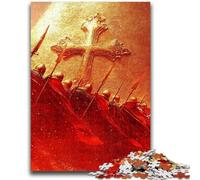 Puzzle 1000 pièces pour Adultes et Adolescents, Chevalier de l'Armée de Croisade, pour Adolescents, pour Tuer Le Temps en Vacances, avec Affiche et fiche de Questions-réponses Assorties (50x75cm)