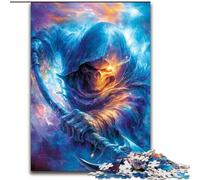 Puzzle 1000 pièces pour Adultes et Adolescents Chevalier Squelette, Staycation Kill Time avec Affiche et fiche de Questions Assorties 38x26cm