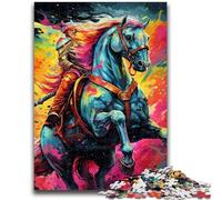 Puzzle 1000 pièces pour Adultes et Adolescents, Chevaux colorés psychédéliques, Jouet éducatif et décompressant, Cadeau d'anniversaire, 38x26cm