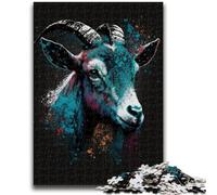 Puzzle 1000 pièces pour Adultes et Adolescents Chèvres colorées, Jeu intellectuel pour la décoration de la Maison, à partir de 14 Ans, 38x26cm