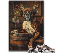 Puzzle 1000 pièces pour Adultes et Adolescents, Chien Boxer Buvant, Jeux éducatifs, décoration d'intérieur, idéal comme Cadeau pour Toute la Famille, 38x26cm