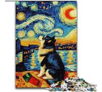 Puzzle 1000 pièces pour Adultes et Adolescents, Chien de la Nuit étoilée, Anti-Stress, défi Difficile, Cadeaux du Père Noël Secret (Taille 50x75cm)
