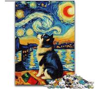 Puzzle 1000 pièces pour Adultes et Adolescents, Chien de la Nuit étoilée, Jeux éducatifs, décoration d'intérieur, idéal comme Cadeau pour Toute la Famille (Taille 26x38cm)