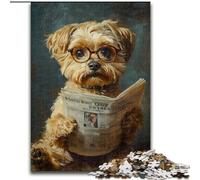 Puzzle 1000 pièces pour Adultes et Adolescents Chien lisant Un Journal, Jouet éléphant, Jeu intellectuel, Cadeau d'anniversaire, décoration Murale pour Les 14 Ans et Plus (Taille 50x75cm)