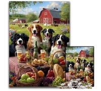 Puzzle 1000 pièces pour Adultes et Adolescents, Chiens en Pique-Nique, Jeux Amusants, idéal comme Cadeau pour Toute la Famille, à partir de 14 Ans, 50x75cm