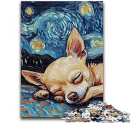 Puzzle 1000 pièces pour Adultes et Adolescents Chihuahua Ciel Nocturne Anti-Stress Défi Difficile avec Affiche Assortie et Feuille de Questions 50x75cm