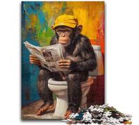 Puzzle 1000 pièces pour Adultes et Adolescents Chimpanzé aux Toilettes pour Les 14 Ans et Plus Cadeaux intéressants pour la réduction du Stress pour Les Amis et la Famille 50x75cm