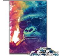 Puzzle 1000 pièces pour Adultes et Adolescents chimpanzé Fumeur, Jouet éléphant, Jeu intellectuel, Cadeau d'anniversaire, décoration Murale pour Les 14 Ans et Plus (Taille 50x75cm)