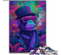 Puzzle 1000 pièces pour Adultes et Adolescents chimpanzé Fumeur, Jouet éléphant, Jeu intellectuel, Cadeau d'anniversaire, décoration Murale pour Les 14 Ans et Plus (Taille 26x38cm)