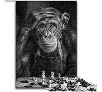 Puzzle 1000 pièces pour Adultes et Adolescents Chimpanzés Jouant aux échecs, idée Cadeau d'anniversaire pour Adultes, Jeu Familial et Passe-Temps 26x38cm