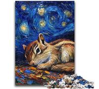 Puzzle 1000 pièces pour Adultes et Adolescents Chipmunk Night Sky, Jeu éducatif Familial, idéal comme Cadeau pour Toute la Famille 14 Ans et Plus 26x38cm