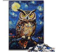 Puzzle 1000 pièces pour Adultes et Adolescents Chouette du Ciel Nocturne, idée Cadeau d'anniversaire pour Adultes, Jeu Familial et Passe-Temps 26x38cm