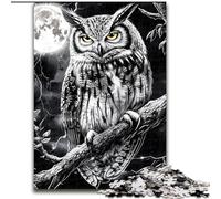 Puzzle 1000 pièces pour Adultes et Adolescents Chouette Noire et Blanche Jouet éducatif intellectuel décompressant Convient aux Couples de 14 Ans et Plus 26x38cm