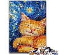 Puzzle 1000 pièces pour Adultes et Adolescents, Ciel étoilé, Chat Orange, Jeux éducatifs, décoration Murale, Cadeaux d'anniversaire et de Noël Uniques, 26x38cm