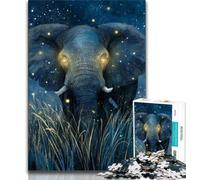Puzzle 1000 pièces pour Adultes et Adolescents, Ciel étoilé, éléphant, Art au Fusain, pour Une Escapade relaxante, décoration d'intérieur (75x50cm)