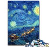 Puzzle 1000 pièces pour Adultes et Adolescents, Ciel Nocturne, Père Noël, Puzzle 1000 pièces, Anti-Stress, défi Difficile, Cadeaux Secrets du Père Noël, 38x26cm