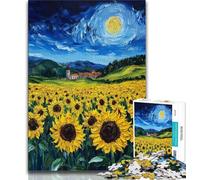 Puzzle 1000 pièces pour Adultes et Adolescents, Ciel Nocturne, Tournesol, Puzzle 1000 pièces, Jeu Stimulant, décoration Murale, Cadeaux Uniques pour Anniversaire et Noël (Taille 38x26cm)
