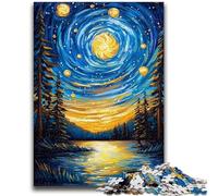 Puzzle 1000 pièces pour Adultes et Adolescents Ciel Nocturne Van Gogh Soulagement du Stress Défi Difficile Renforcer l'amour Entre Les Couples 50x75cm