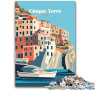 Puzzle 1000 pièces pour Adultes et Adolescents Cinque Terre Italie Affiche Soulagement du Stress Défi Difficile Renforcer l'amour Entre Les Couples (Taille 38x26cm)