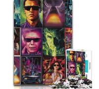 Puzzle 1000 pièces pour Adultes et Adolescents Collage d'affiches de Films Jouets de Divertissement Familial avec Affiche et fiche de Questions Assorties 38x26cm