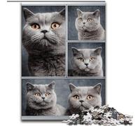 Puzzle 1000 pièces pour Adultes et Adolescents, Collage de Chats British Shorthair, Jeu Stimulant et Familial avec des pièces entièrement emboîtables de Formes aléatoires (Taille 50x75cm)