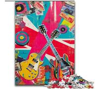 Puzzle 1000 pièces pour Adultes et Adolescents, Collage de disques de Guitare, Jeux éducatifs, décoration d'intérieur, idéal pour la décoration de Bureau (Taille 26x38cm)