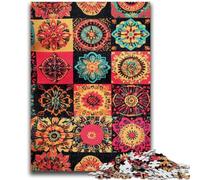 Puzzle 1000 pièces pour Adultes et Adolescents, Collage de Fleurs Mandala, Art au Fusain, Vacances, Tue-Temps, décoration d'intérieur, 50x75cm