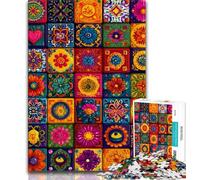 Puzzle 1000 pièces pour Adultes et Adolescents, Collage de Fleurs Mandalas, Anti-Stress, séjour, Tuer Le Temps, liste de souhaits avec Le Père Noël (38x26cm)