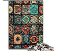 Puzzle 1000 pièces pour Adultes et Adolescents, Collage de Fleurs Mandalas, décoration Murale Artistique et idée Cadeau d'anniversaire pour Amis, Bureau à Domicile (Taille 26x38cm)