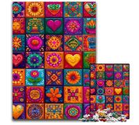 Puzzle 1000 pièces pour Adultes et Adolescents, Collage de Fleurs Mandalas, Puzzle en Bois, pour Les Anniversaires, Les fêtes et la décoration intérieure, 50x75cm