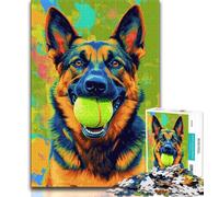 Puzzle 1000 pièces pour Adultes et Adolescents : Collie Jouant avec Une Balle de Tennis, Jeu Familial Anti-Stress, défi Difficile, renforce l'amour Entre Couples, 38x26cm
