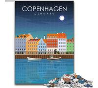 Puzzle 1000 pièces pour Adultes et Adolescents Copenhague Danemark Art Anti-Stress Staycation Kill Time Décoration Parfaite pour Les 14 Ans et Plus (50x75cm) 1000pcs