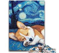 Puzzle 1000 pièces pour Adultes et Adolescents Corgi Night Sky, Jeu Stimulant et Jeu en Famille, Cadeaux du Père Noël Secret 26x38cm