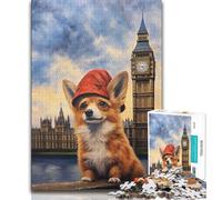 Puzzle 1000 pièces pour Adultes et Adolescents Corgi sous Big Ben, Jeu éducatif Familial, décoration Murale, Cadeaux d'anniversaire et de Noël Uniques 50x75cm