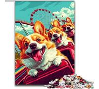 Puzzle 1000 pièces pour Adultes et Adolescents Corgi sur des Montagnes Russes, à partir de 14 Ans, Jeux éducatifs, Jouets à Faire soi-même, Illustration, Cadeau (Taille 26x38cm)