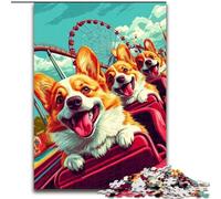 Puzzle 1000 pièces pour Adultes et Adolescents Corgi sur des Montagnes Russes, Jouets Anti-Stress, décoration d'intérieur Unique et Cadeaux pour Les 14 Ans 26x38cm