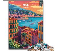 Puzzle 1000 pièces pour Adultes et Adolescents Coucher de Soleil à Nice Jouet éducatif intellectuel décompressant Cadeaux du Père Noël Secret (38x52cm) 1000 pièces