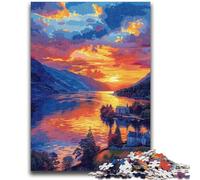 Puzzle 1000 pièces pour Adultes et Adolescents Coucher de Soleil en Ville Aide Le Cerveau à exercer Jouets addictifs pour cultiver la Patience Interaction Parent-Enfant 26x38cm