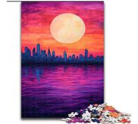 Puzzle 1000 pièces pour Adultes et Adolescents Coucher de Soleil en Ville, Jeux éducatifs, décoration d'intérieur, idéal comme Cadeau pour Toute la Famille (Taille 50x75cm)