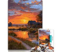 Puzzle 1000 pièces pour Adultes et Adolescents Coucher de Soleil, Jouets éducatifs et éducatifs pour la Famille, pour renforcer l'amour Entre Couples, 38x26cm